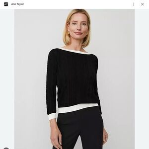 Ann Taylor Contrast Mixed Stitch Sweater